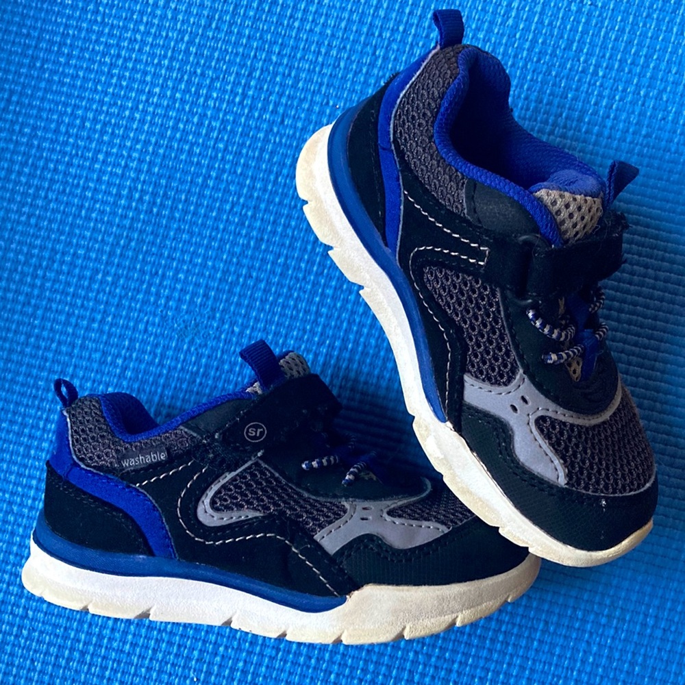 Stride Rite 360  washable toddler/little kid sneakers blue/gray/black size 8.5m